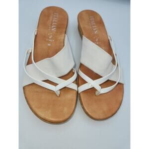 Italian Shoe Makers White Made in‎ Italy Strap Sandals Slip On Size 10